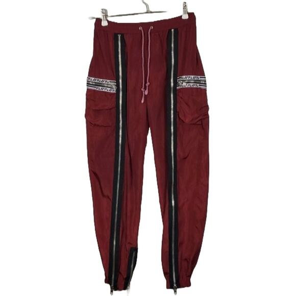 LF Burgundy Zipper Joggers SZ S - Picture 1 of 8